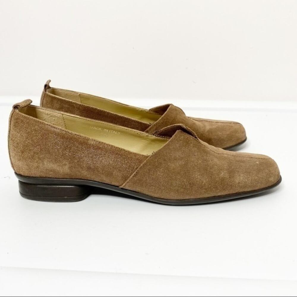 Searing Meucci Brown Metallic Suede Slip On Flats Size 8N Old‎ Money